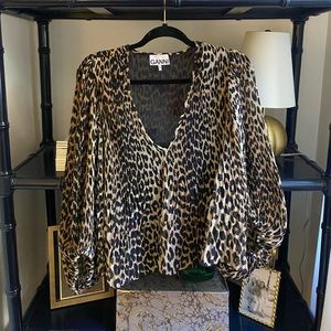GANNI leopard blouse